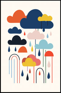 Colorful Abstract Clouds and Rain Poster – Artistic Poster PosterGoat