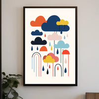 Colorful Abstract Clouds and Rain Poster – Artistic Poster PosterGoat