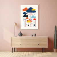 Colorful Abstract Clouds and Rain Poster – Artistic Poster PosterGoat