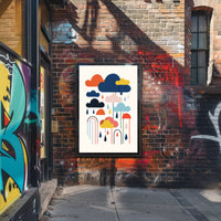 Colorful Abstract Clouds and Rain Poster – Artistic Poster PosterGoat