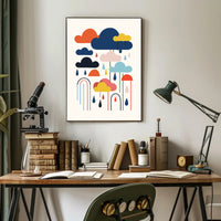 Colorful Abstract Clouds and Rain Poster – Artistic Poster PosterGoat