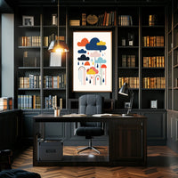 Colorful Abstract Clouds and Rain Poster – Artistic Poster PosterGoat