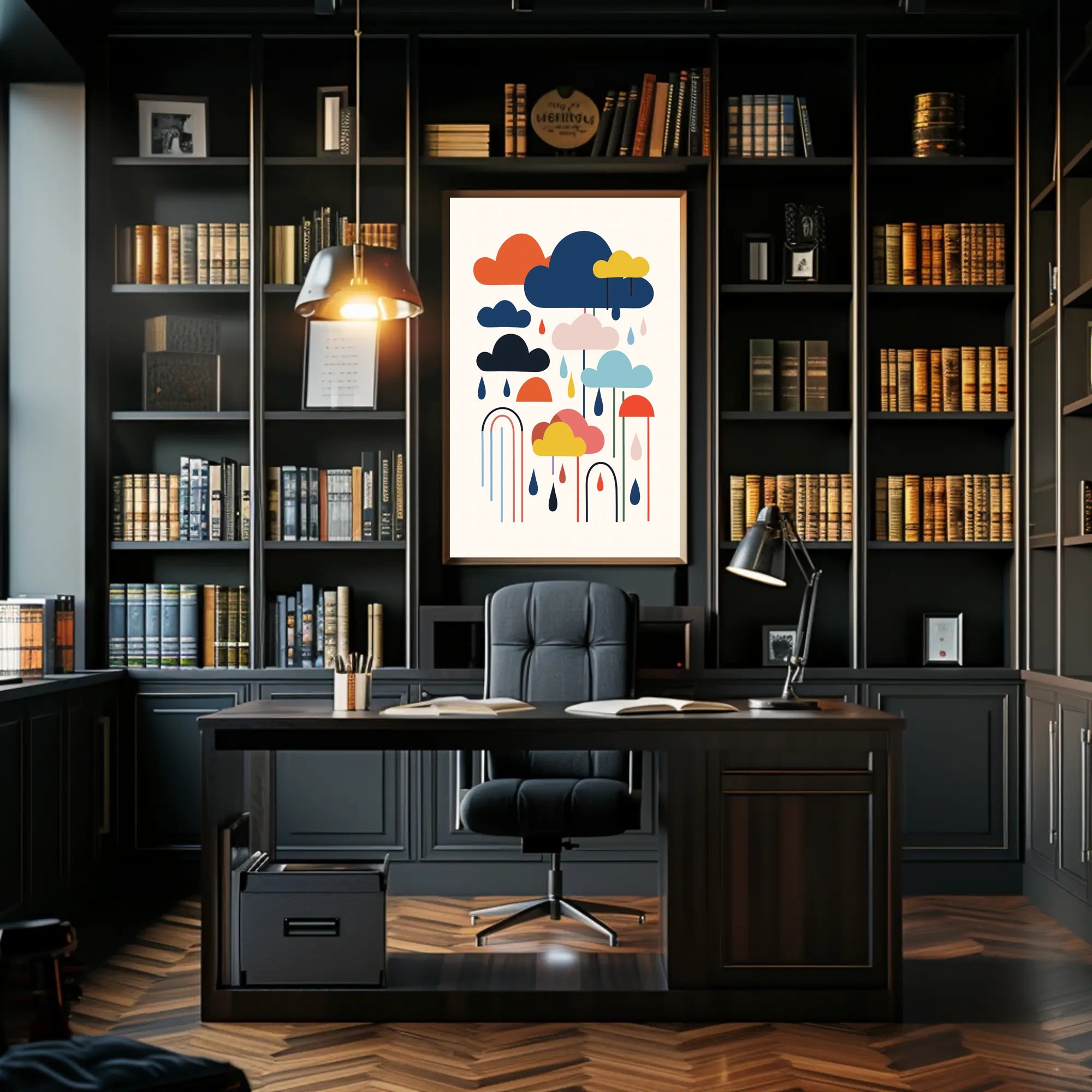 Colorful Abstract Clouds and Rain Poster – Artistic Poster PosterGoat