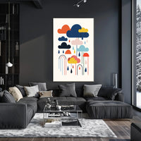 Colorful Abstract Clouds and Rain Poster – Artistic Poster PosterGoat