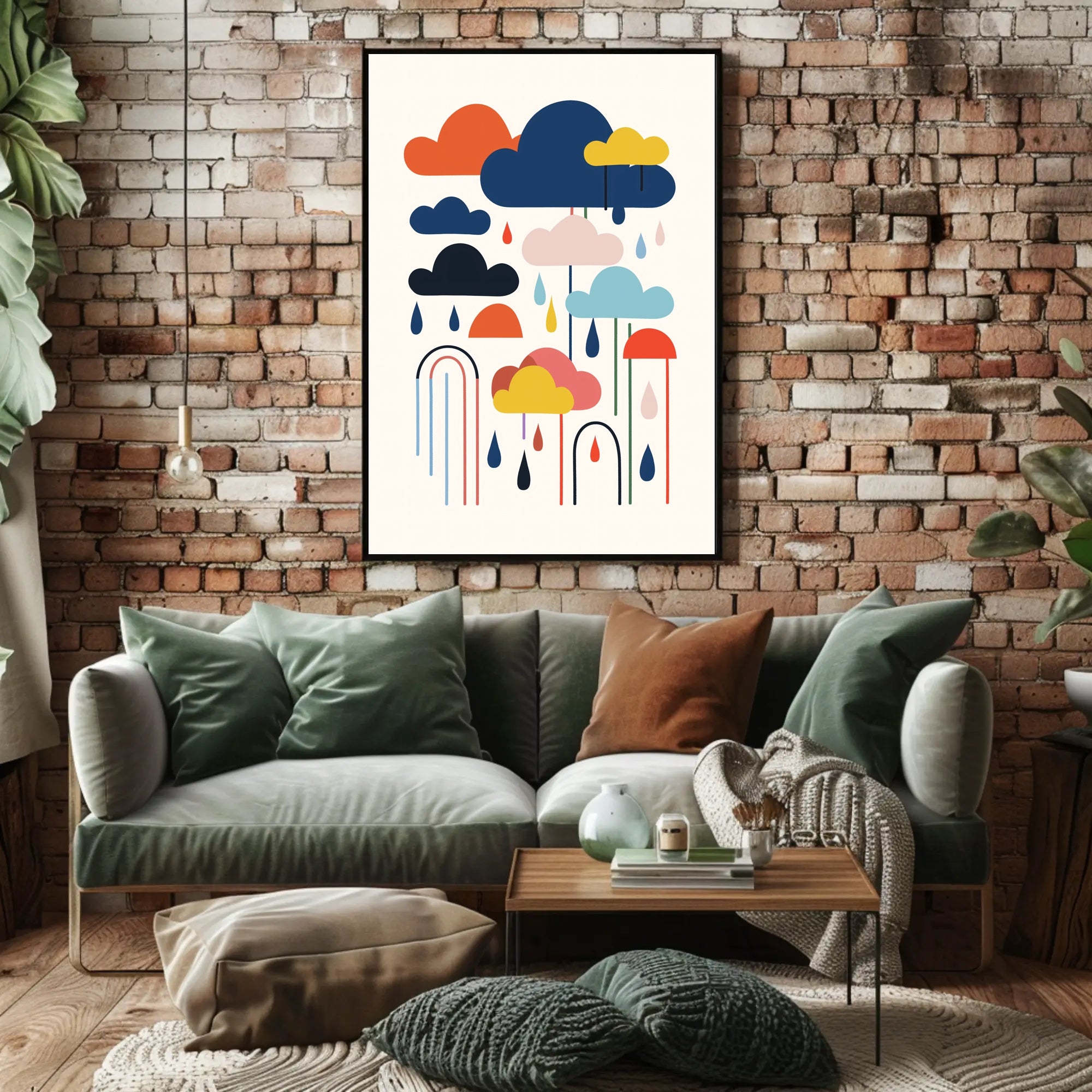 Colorful Abstract Clouds and Rain Poster – Artistic Poster PosterGoat