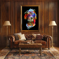 Colorful Canine Art: Abstract Dog Breed Poster PosterGoat