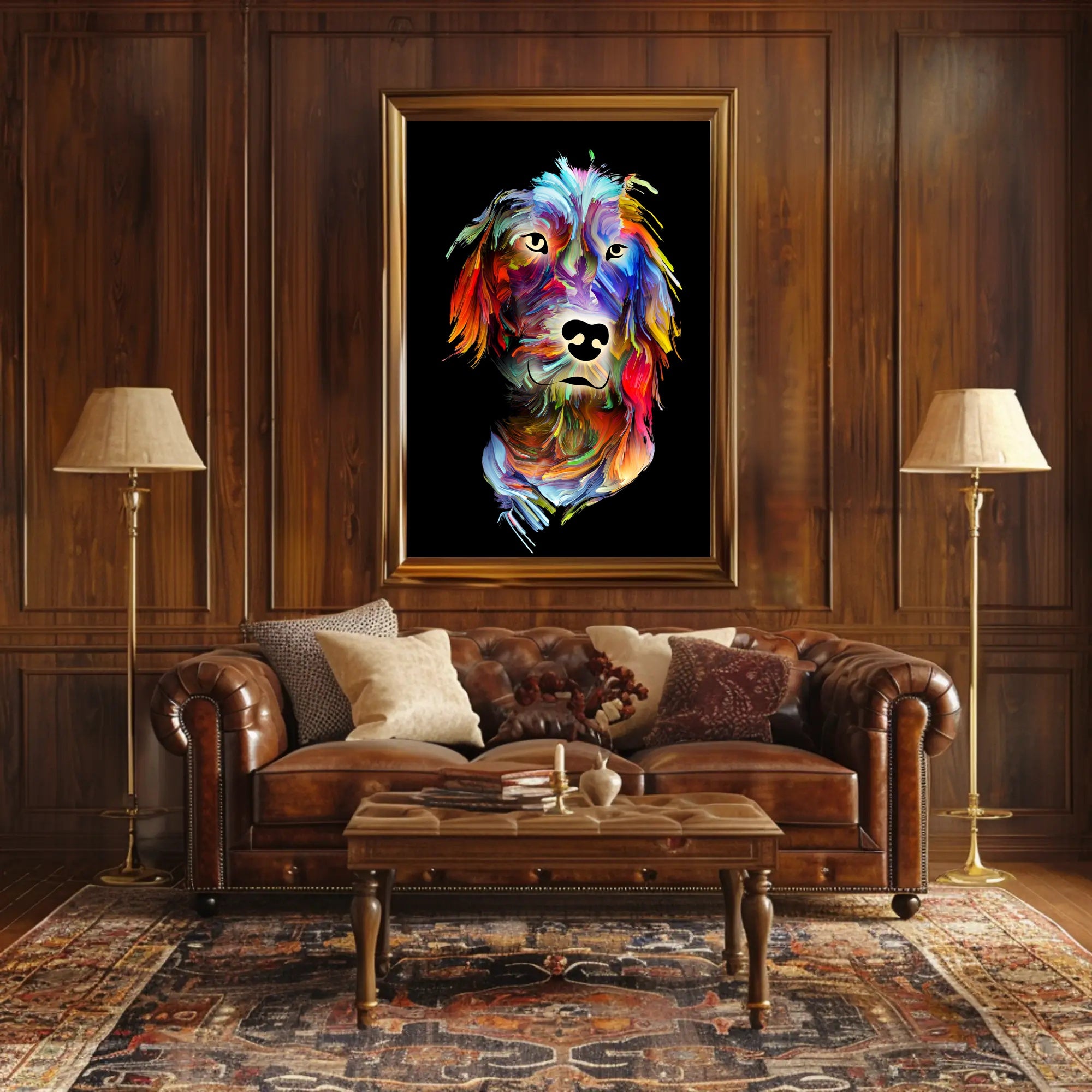 Colorful Canine Art: Abstract Dog Breed Poster PosterGoat