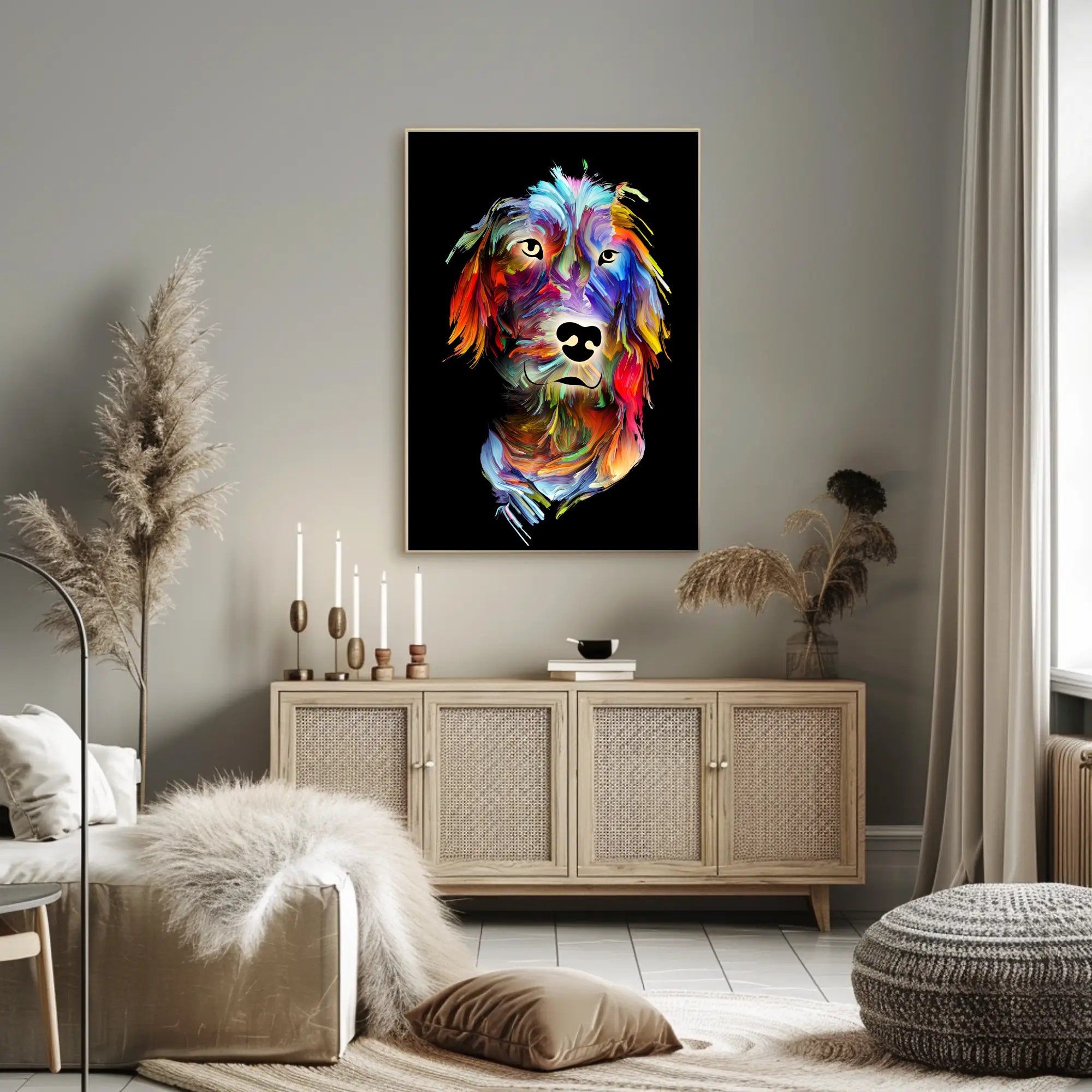 Colorful Canine Art: Abstract Dog Breed Poster PosterGoat