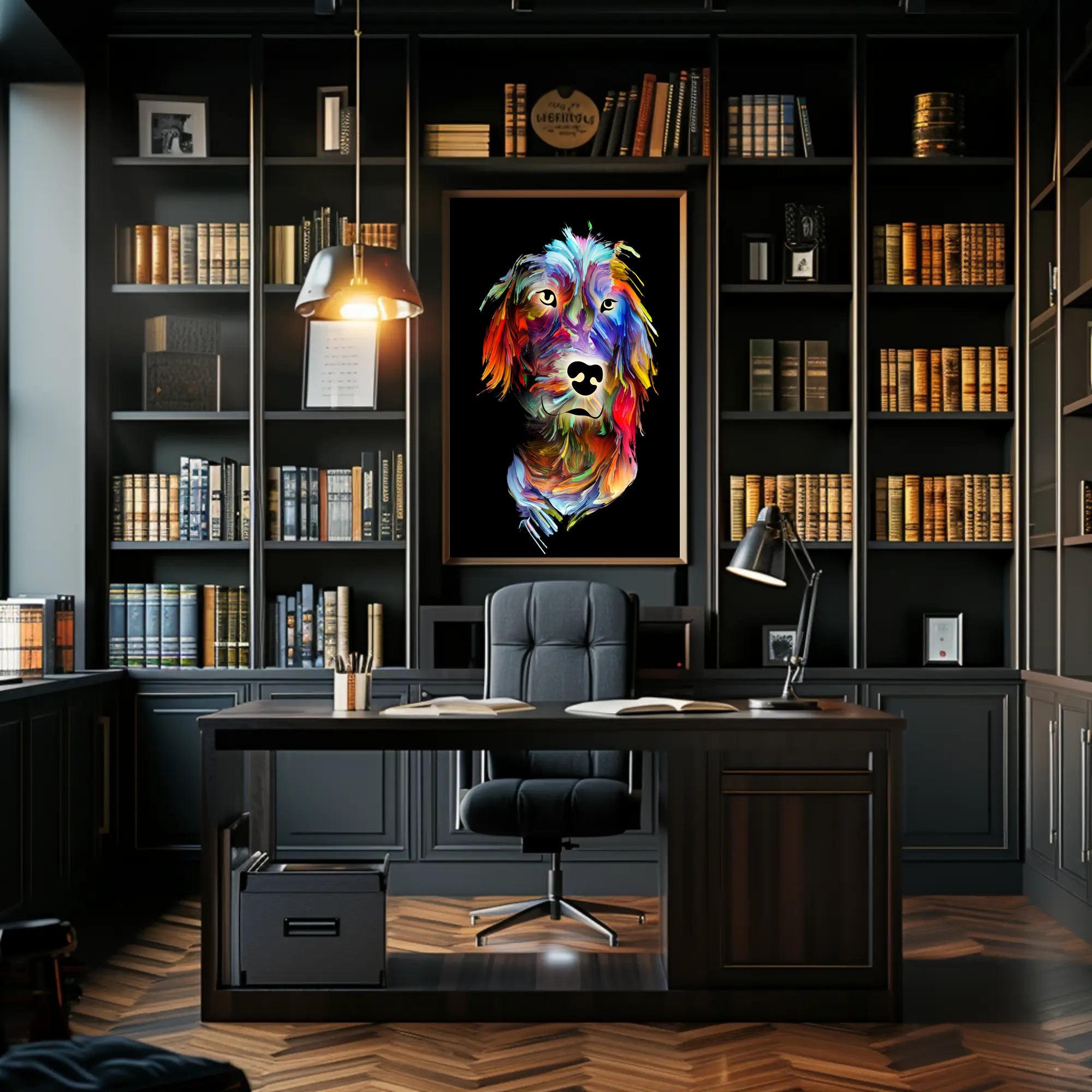 Colorful Canine Art: Abstract Dog Breed Poster PosterGoat