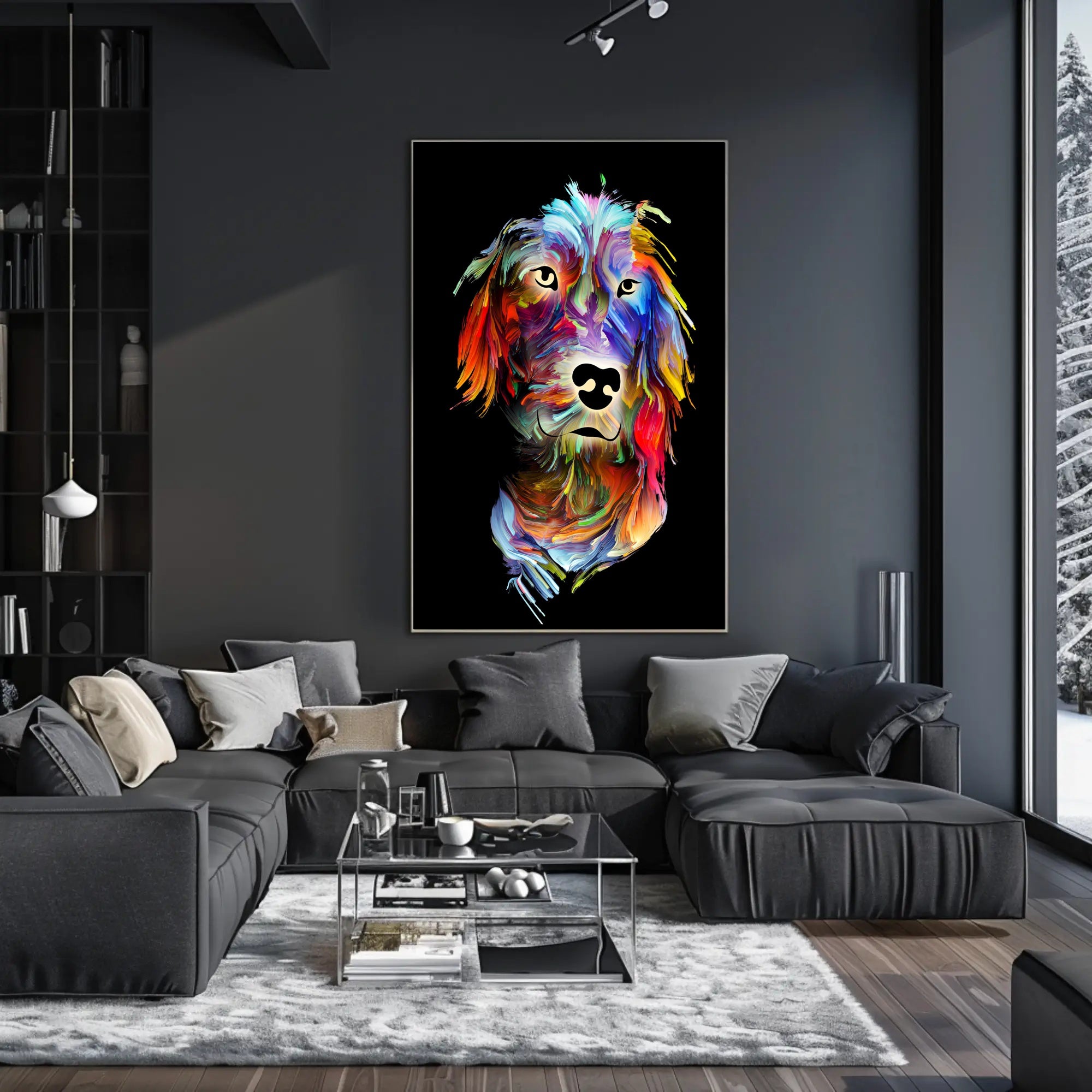 Colorful Canine Art: Abstract Dog Breed Poster PosterGoat