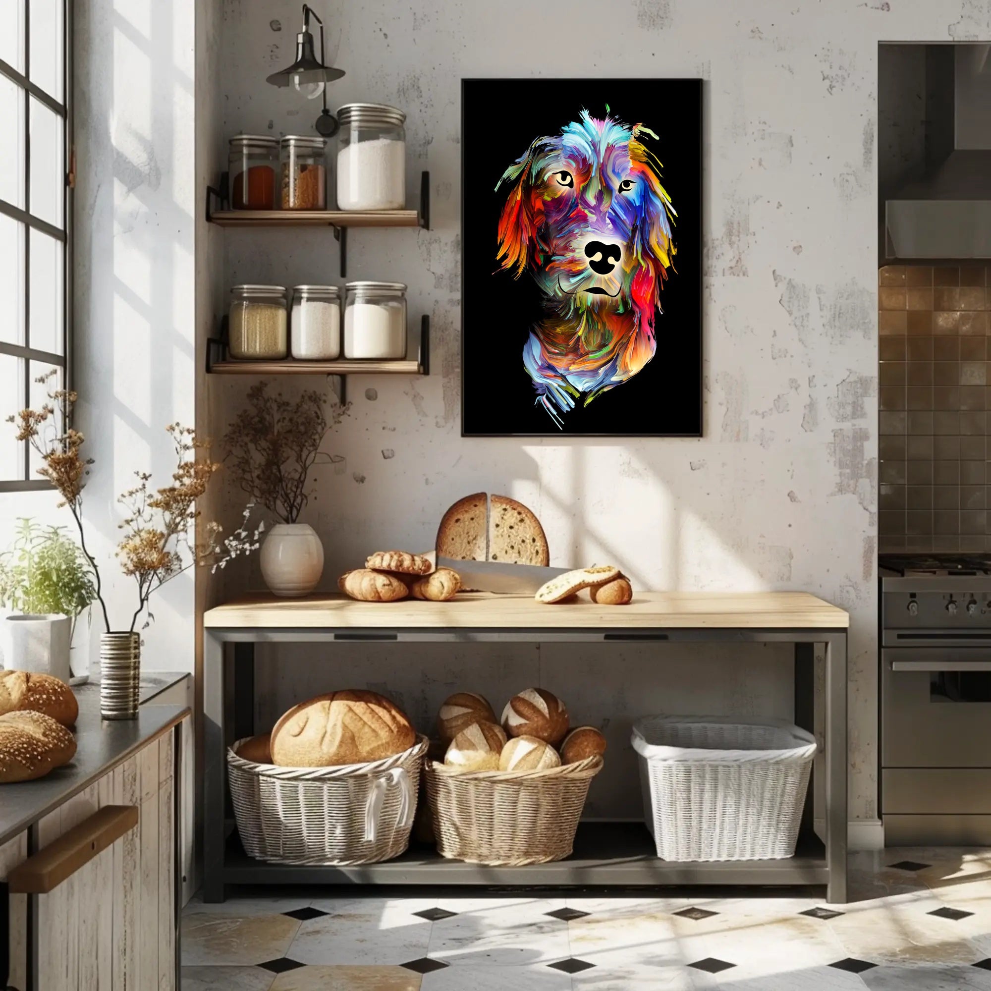 Colorful Canine Art: Abstract Dog Breed Poster PosterGoat