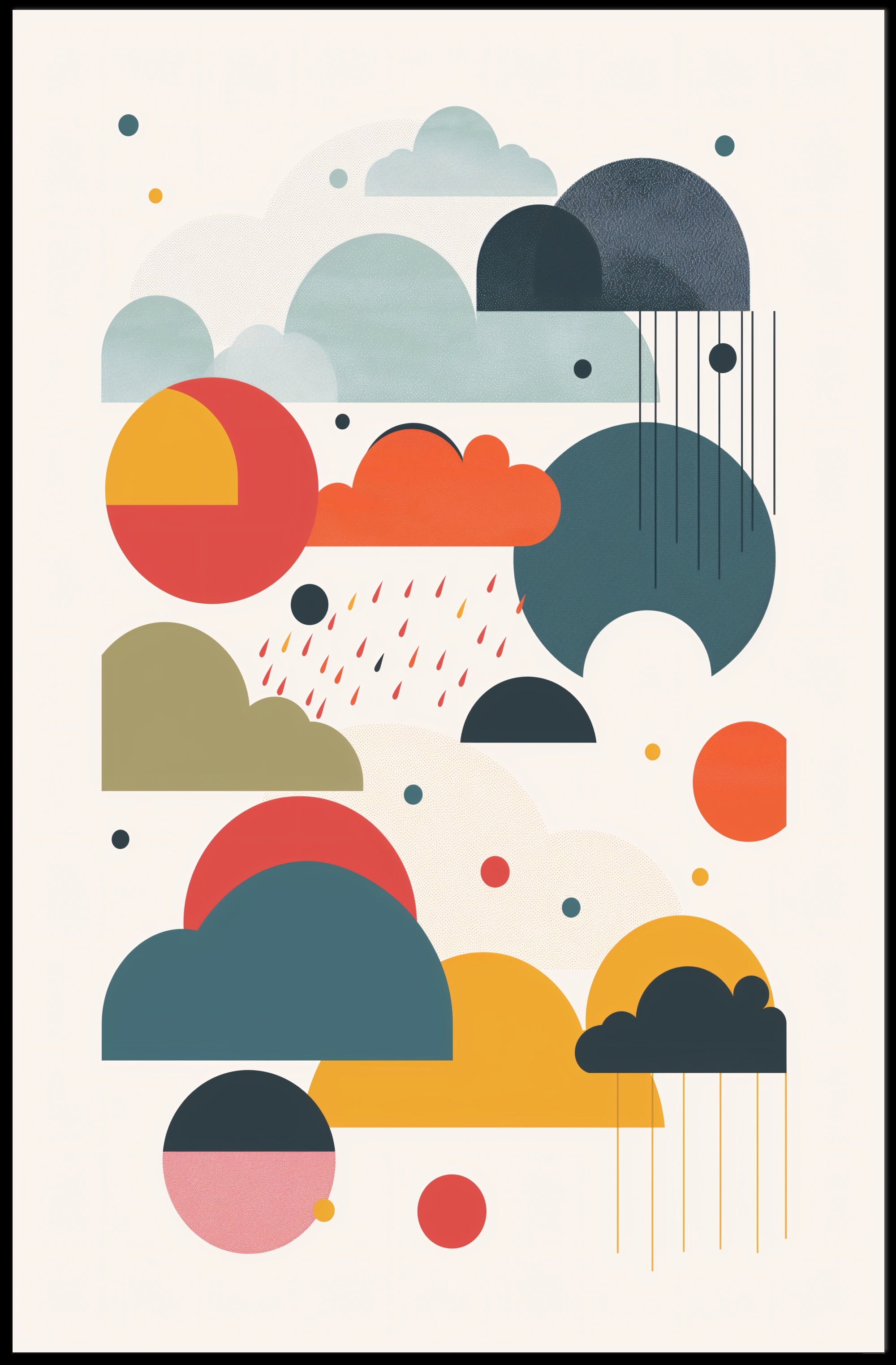 Colorful Geometric Cloud and Raindrop Abstract Artistic Poster PosterGoat