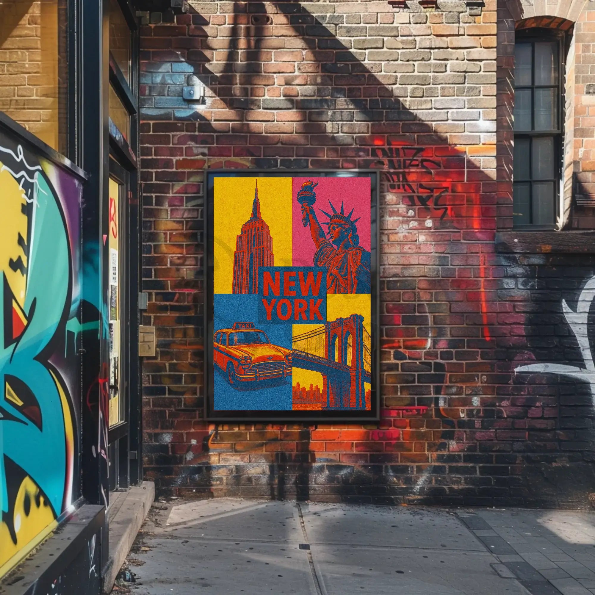 Colorful New York Icons Pop Art Travel Poster PosterGoat