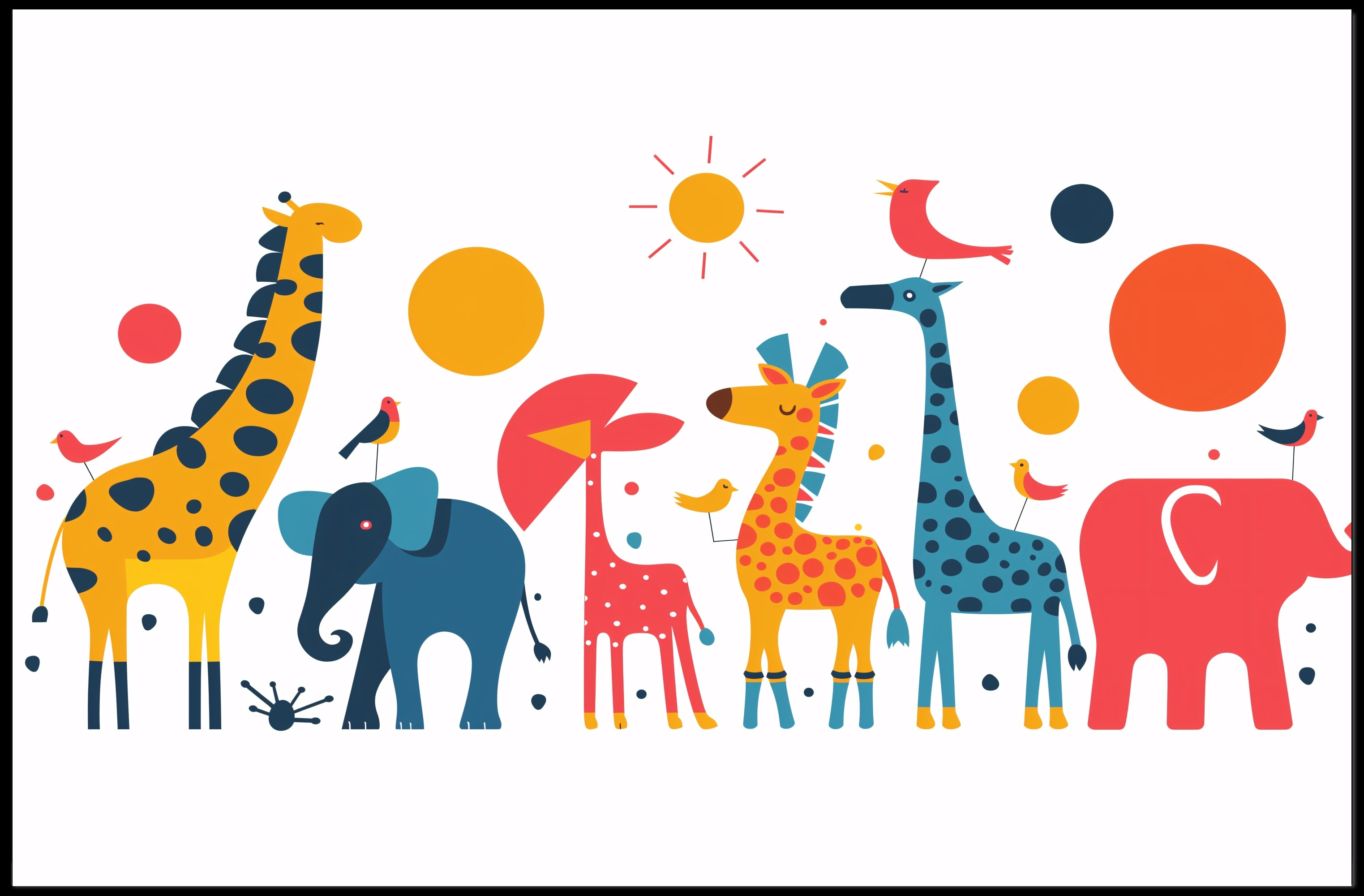 Colorful Safari Animal Adventure Poster PosterGoat
