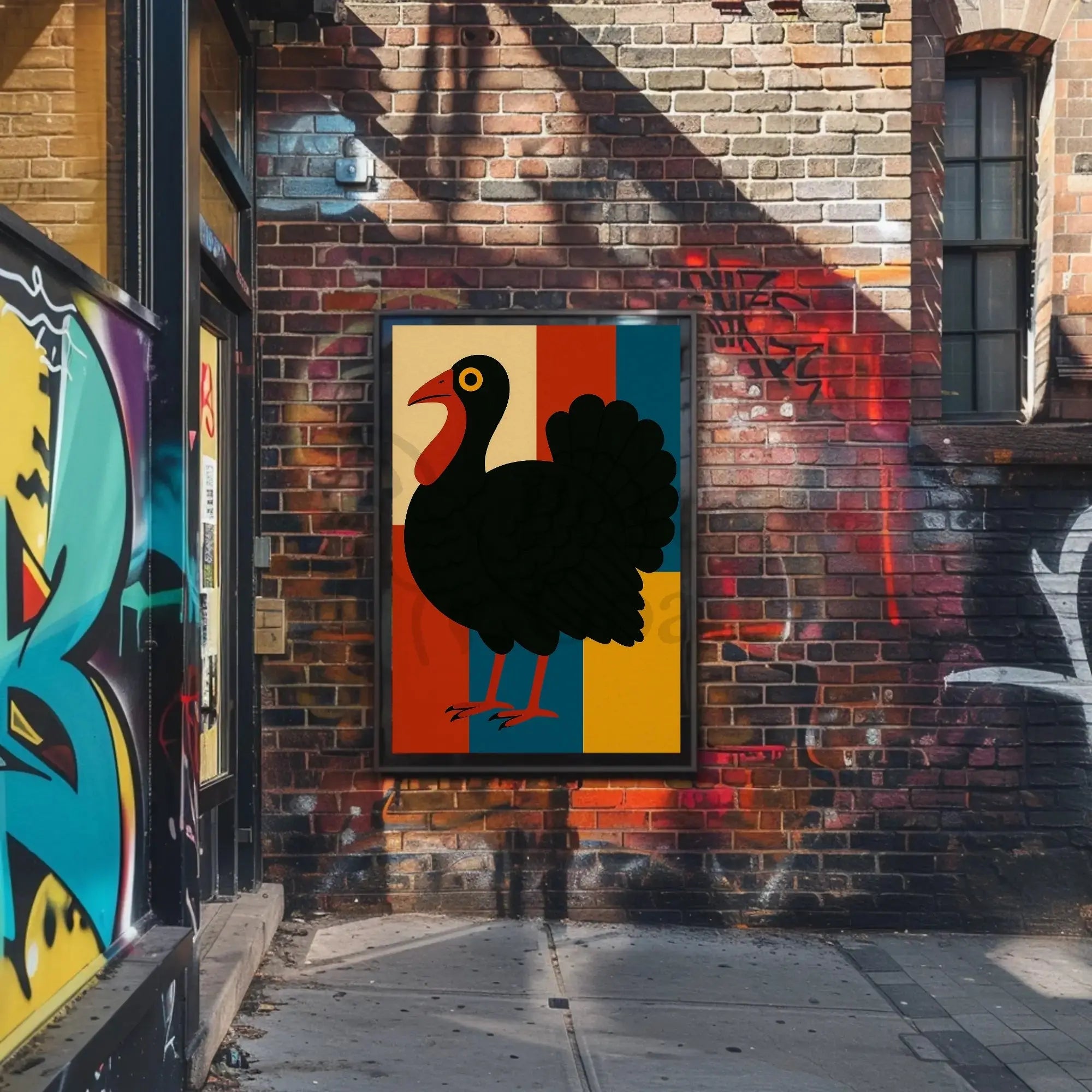 Colorful Turkey Art Celebrates Autumn and Harvest Animal Poster PosterGoat