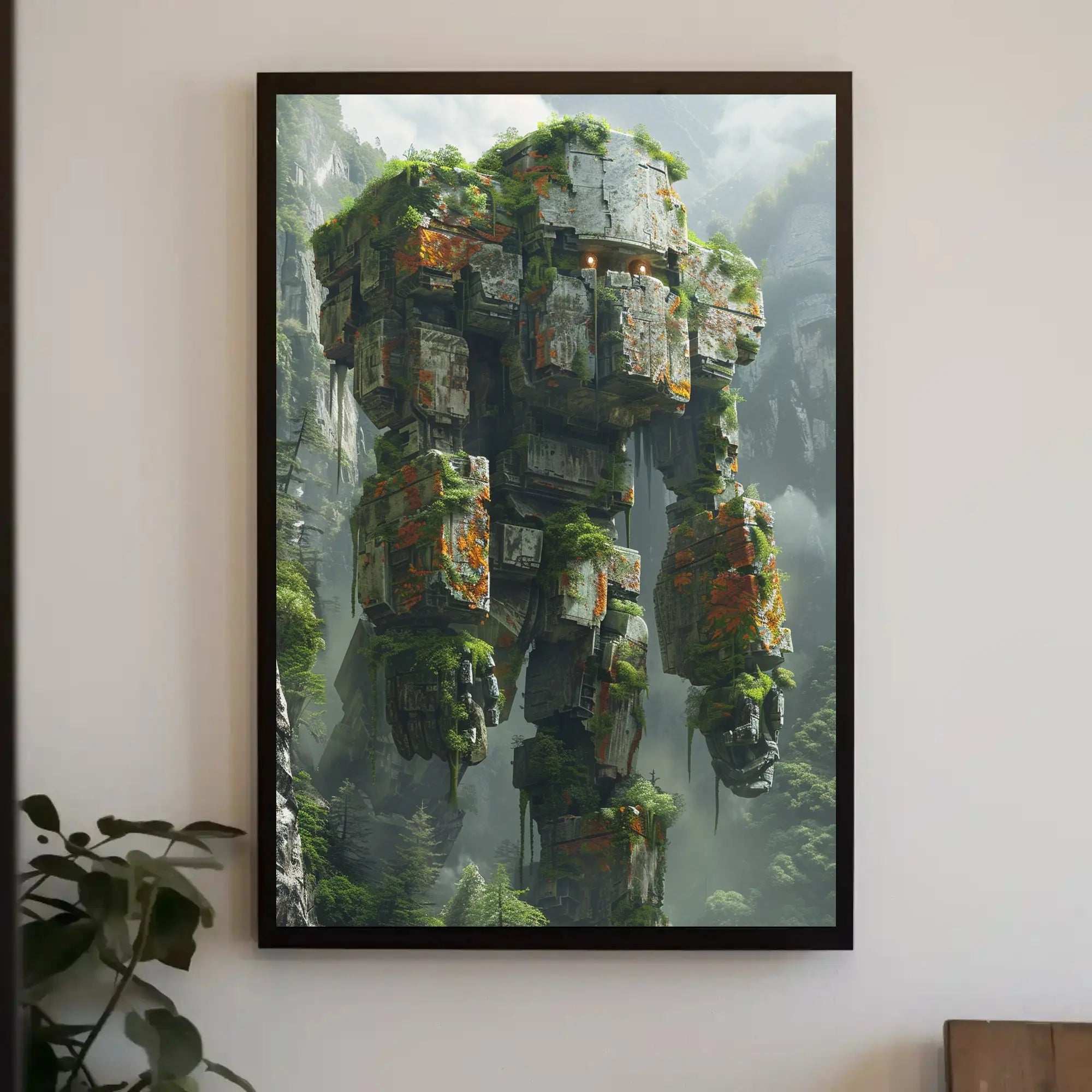 Colossal Robot Overlooking Nature Futuristic Sci-Fi Poster PosterGoat