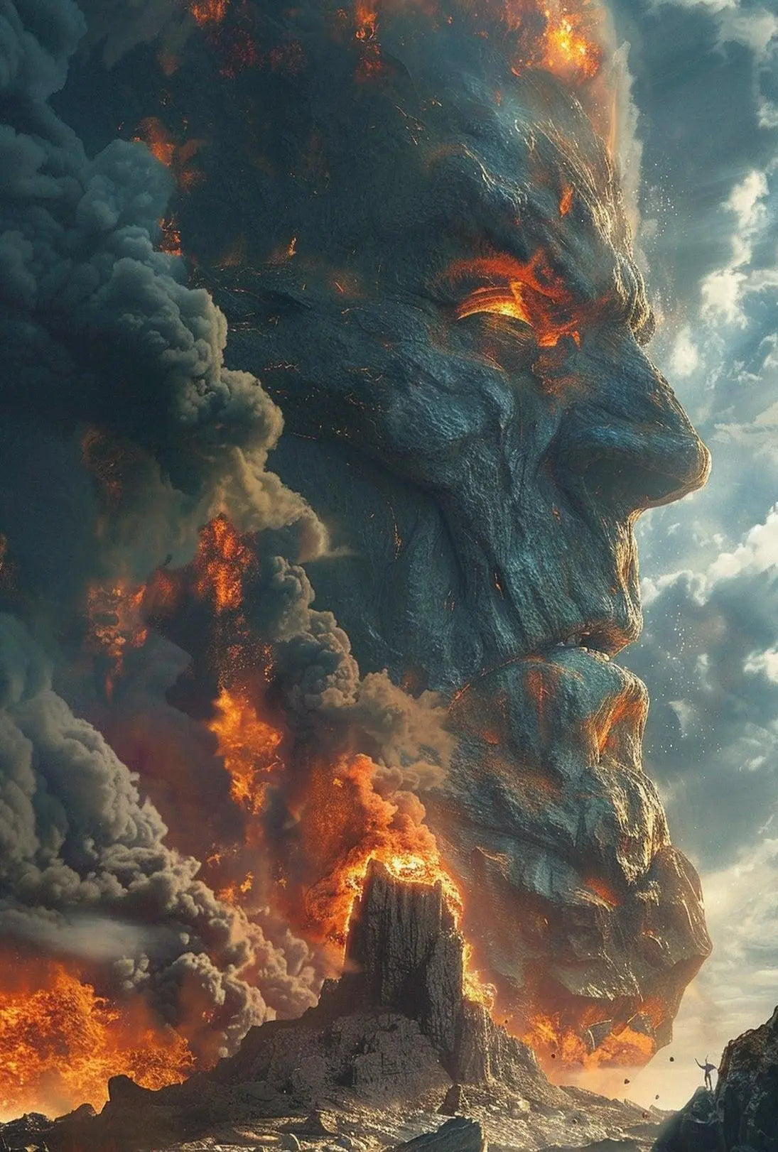 Colossal Titan Eruption Fantasy Adventure Artistic Poster PosterGoat