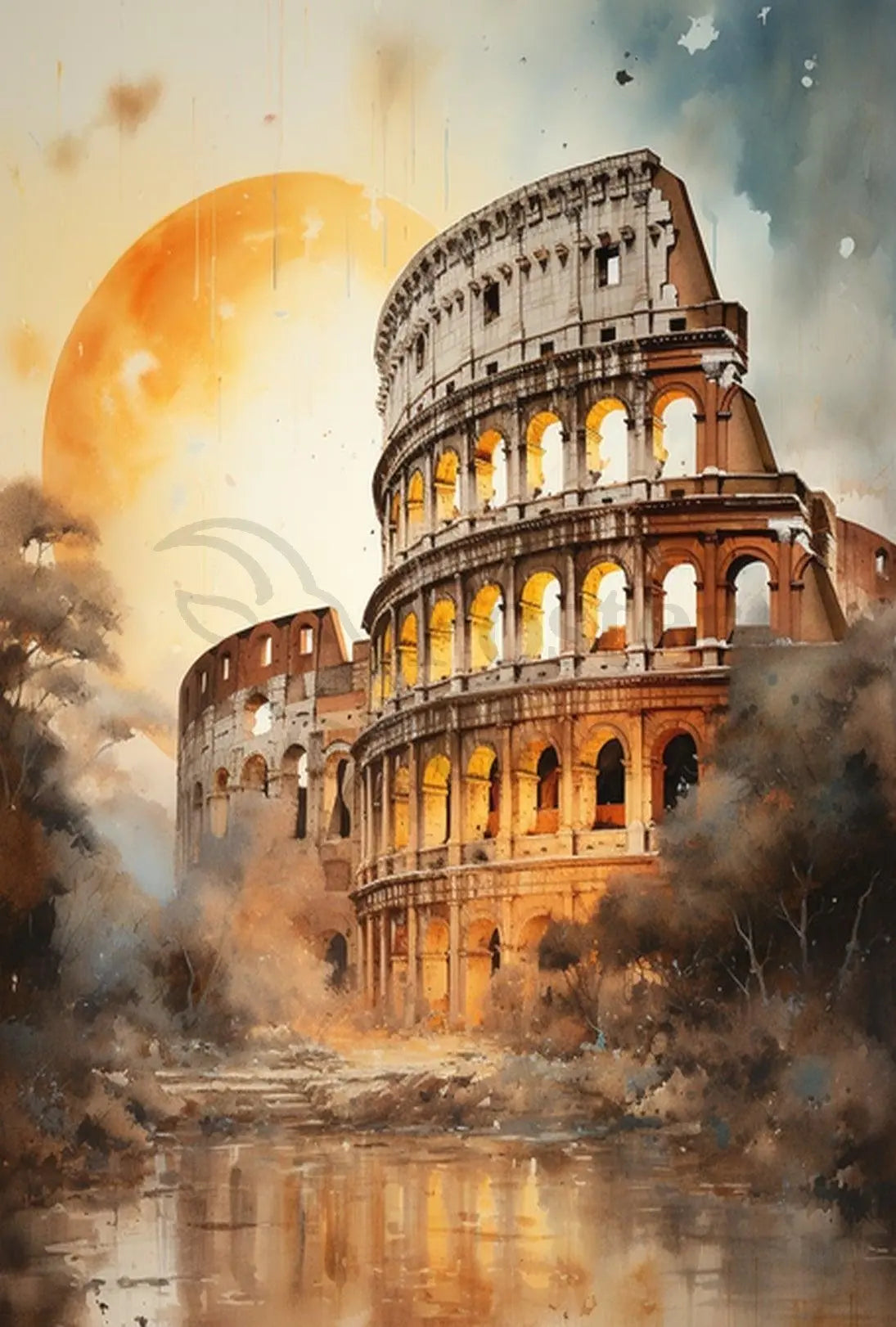 Colosseum Sunrise Artistic Travel Poster PosterGoat