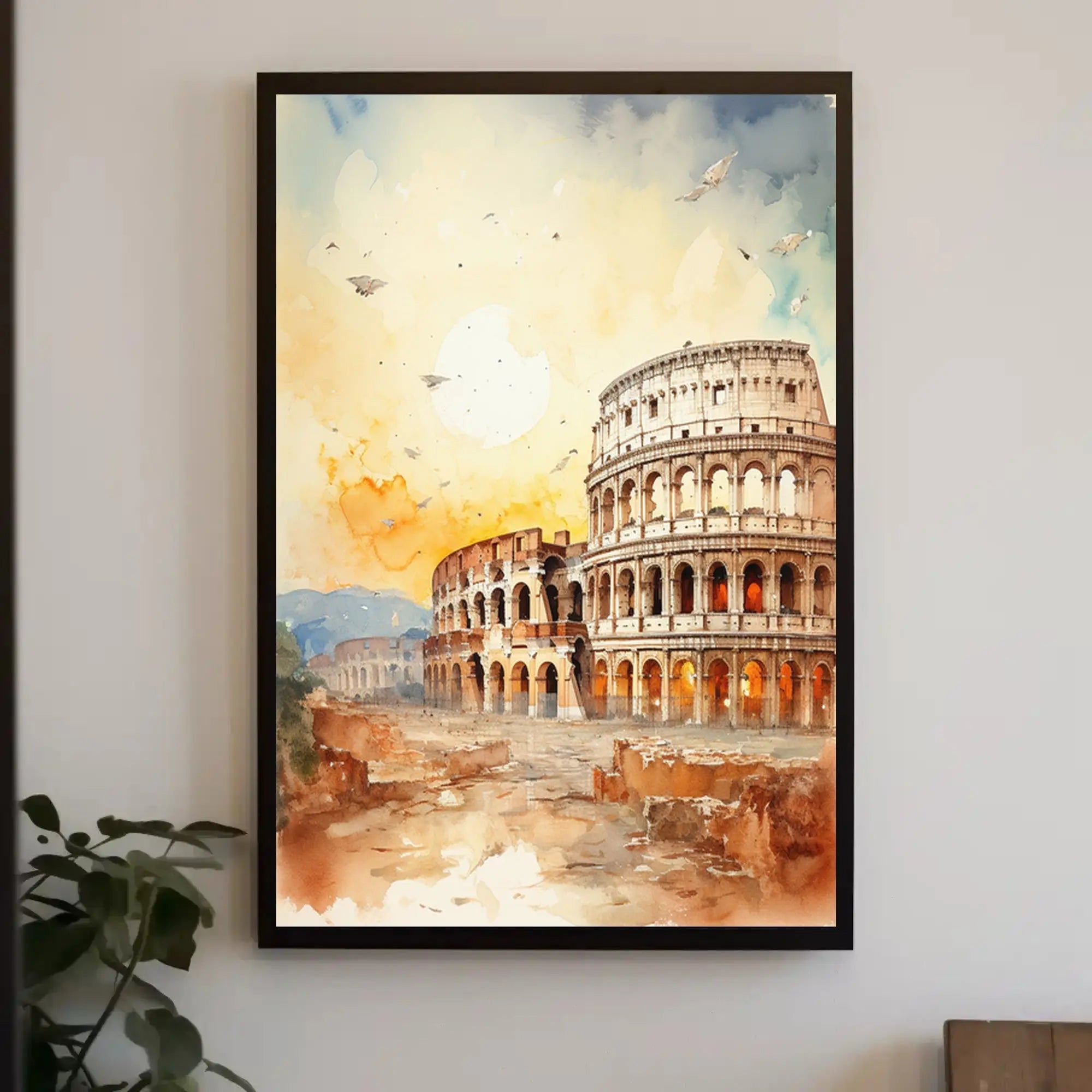 Colosseum Sunrise Watercolor Rome Cultural Heritage Poster PosterGoat