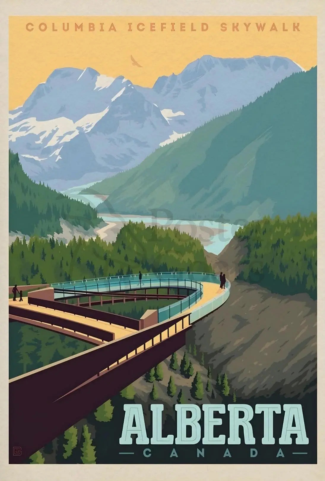 Columbia Icefield Skywalk Vintage Travel Poster PosterGoat
