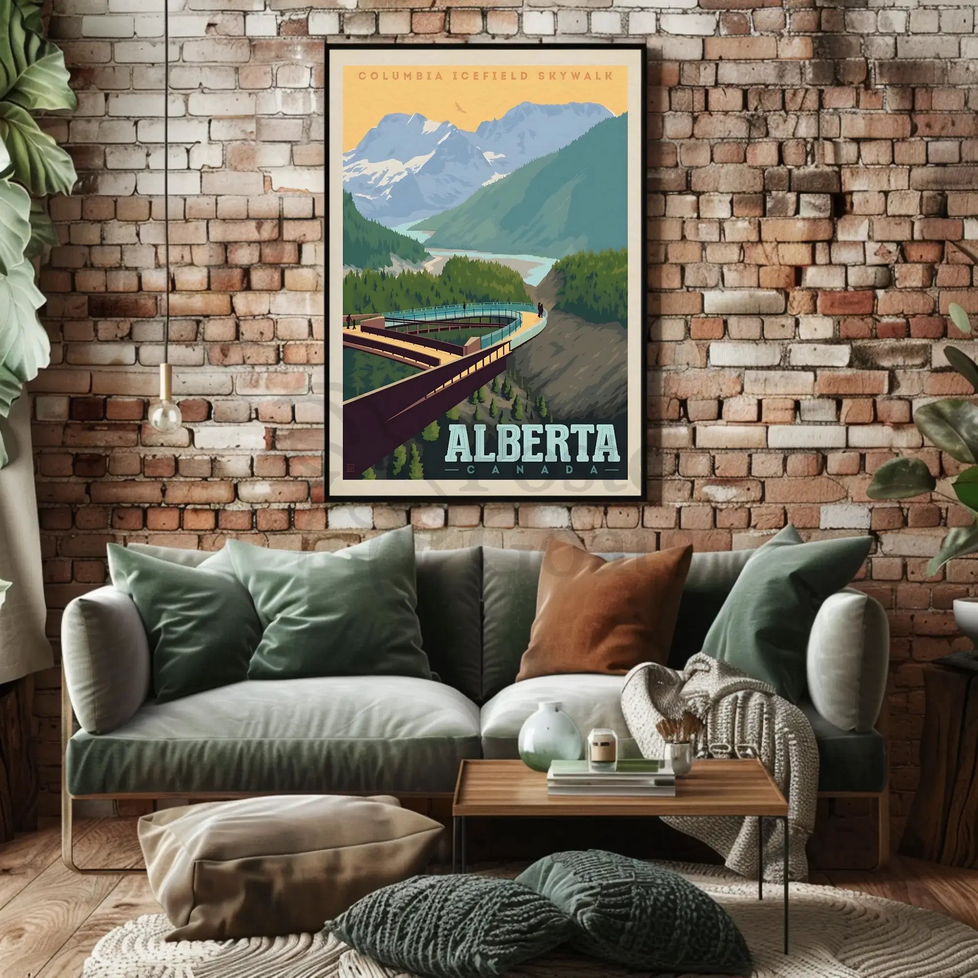 Columbia Icefield Skywalk Vintage Travel Poster PosterGoat