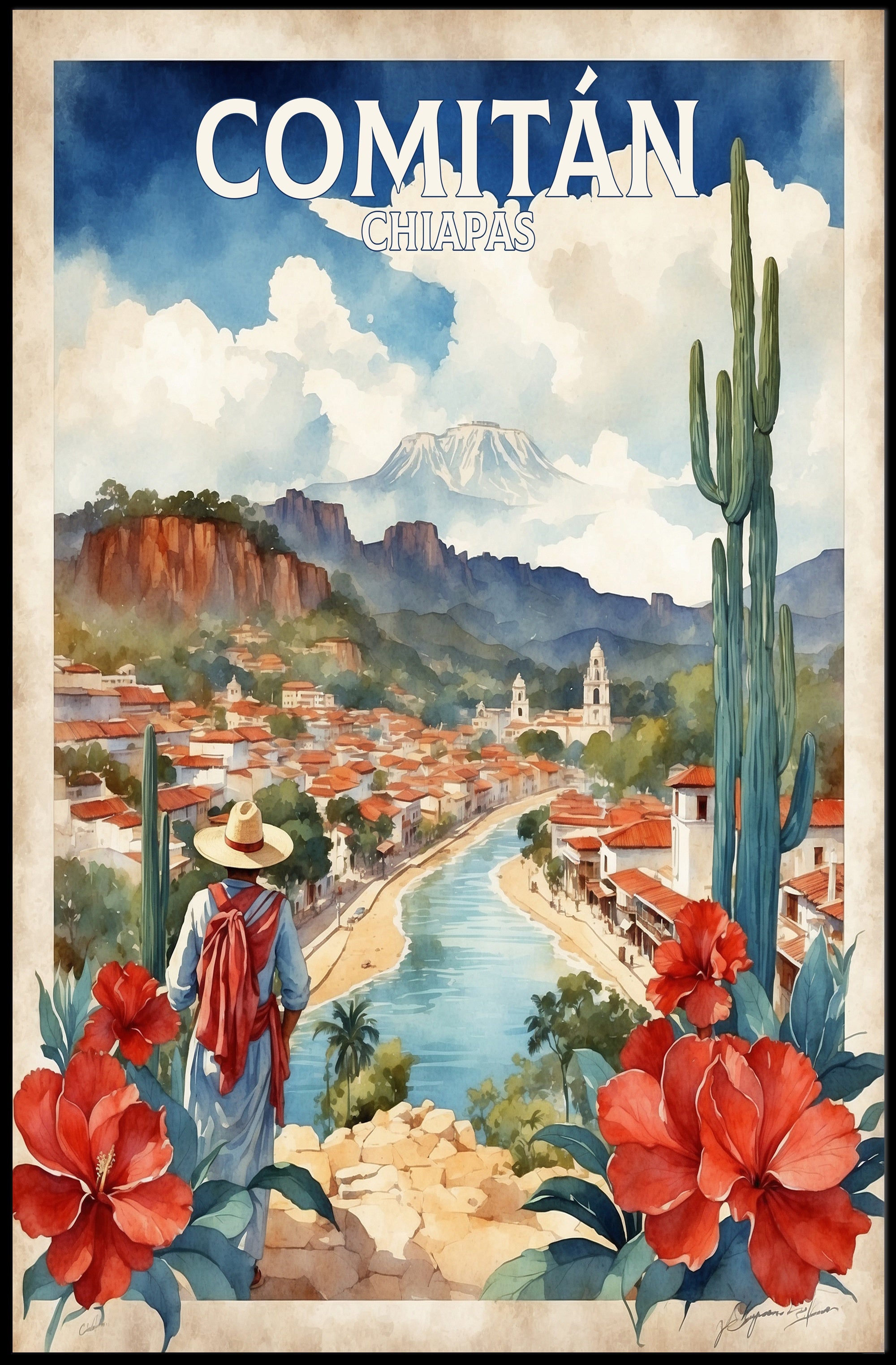 ComitΓ‘n Chiapas Vintage Travel Art Poster PosterGoat