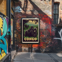 Congo Gorillas Lush Jungle Travel Poster PosterGoat