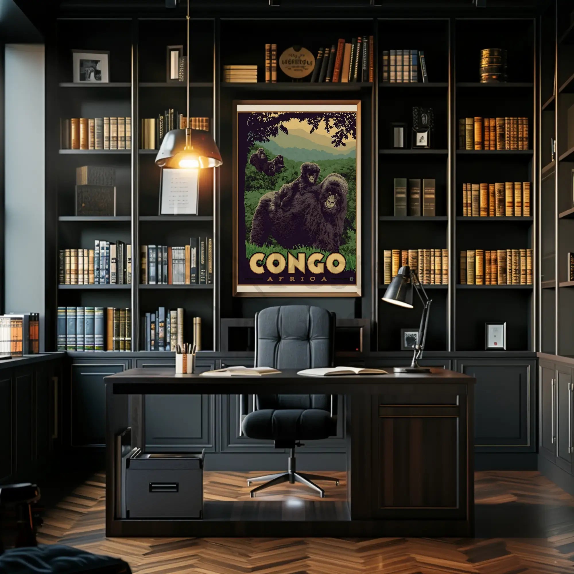 Congo Gorillas Lush Jungle Travel Poster PosterGoat