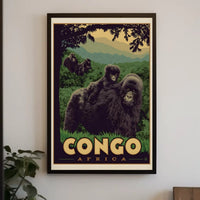 Congo Gorillas Lush Jungle Travel Poster PosterGoat