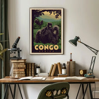 Congo Gorillas Lush Jungle Travel Poster PosterGoat