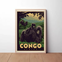 Congo Gorillas Lush Jungle Travel Poster PosterGoat