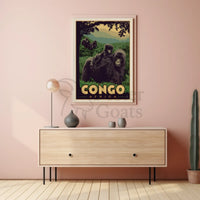 Congo Gorillas Lush Jungle Travel Poster PosterGoat