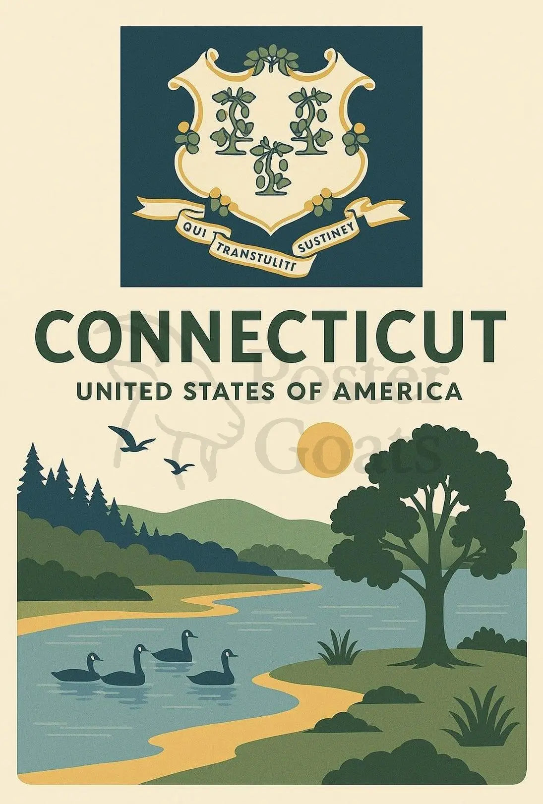 Connecticut Vintage Scenic Travel Poster PosterGoat