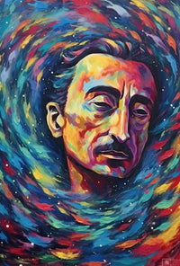 Contemplative Cosmic Portrait Artistic Expressionism Poster PosterGoat