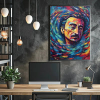 Contemplative Cosmic Portrait Artistic Expressionism Poster PosterGoat