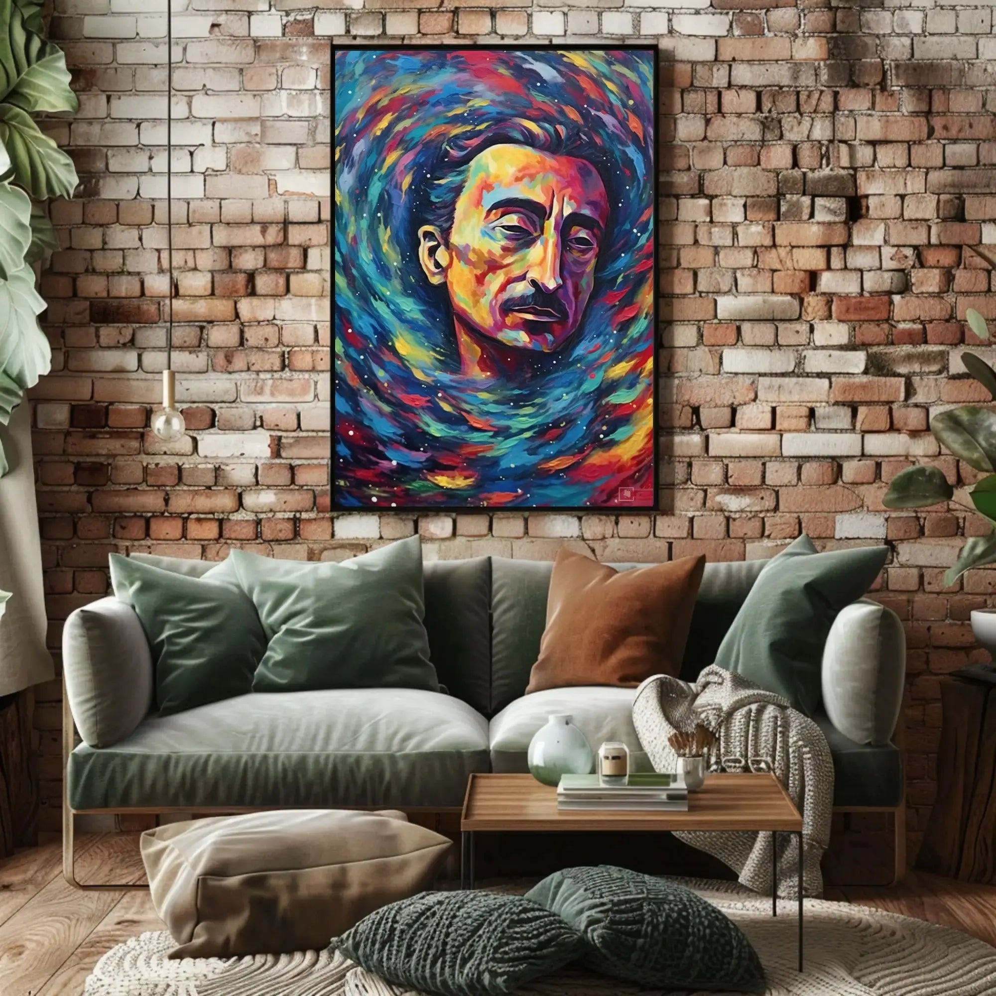 Contemplative Cosmic Portrait Artistic Expressionism Poster PosterGoat