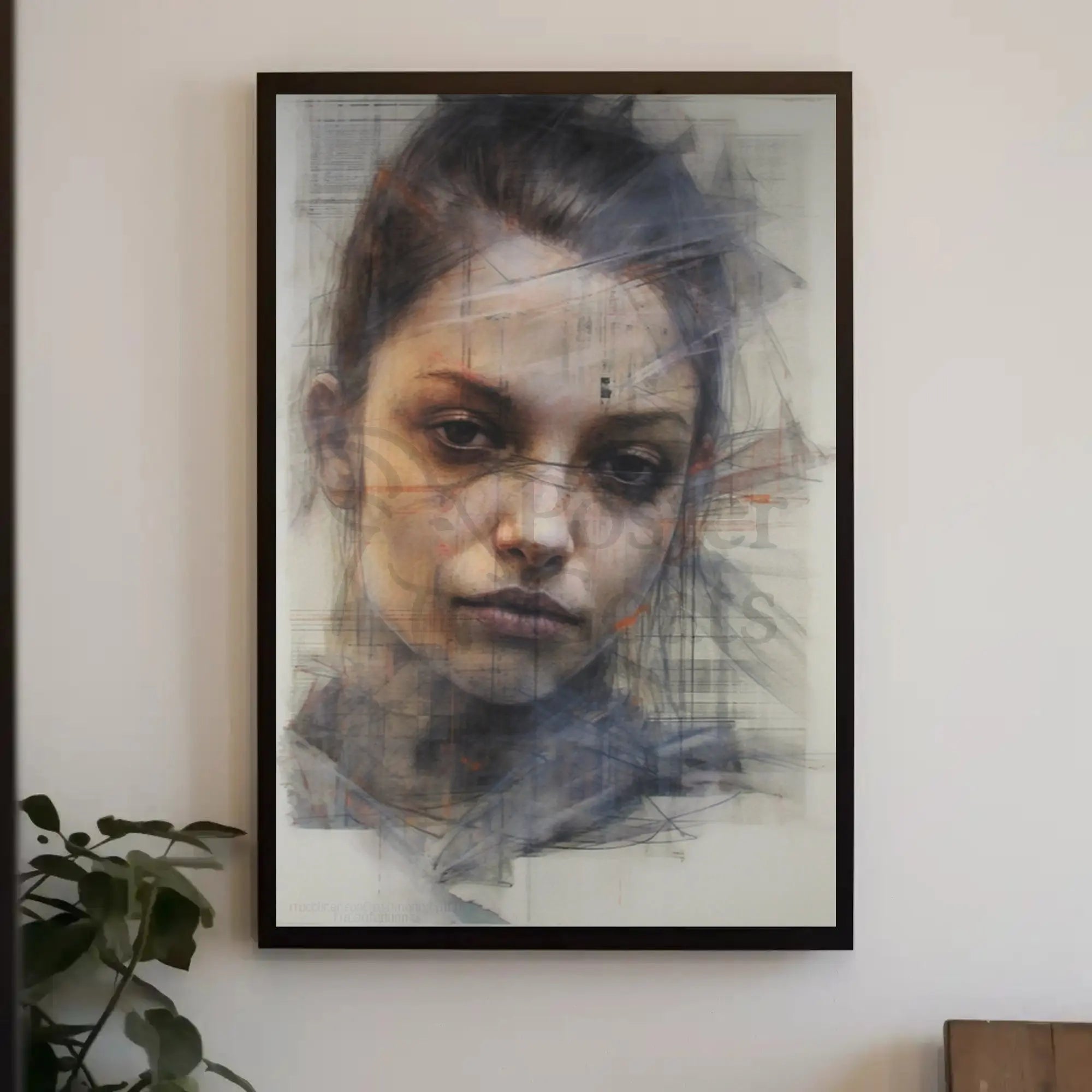 Contemplative Modern Female Portrait Artistic Poster PosterGoat