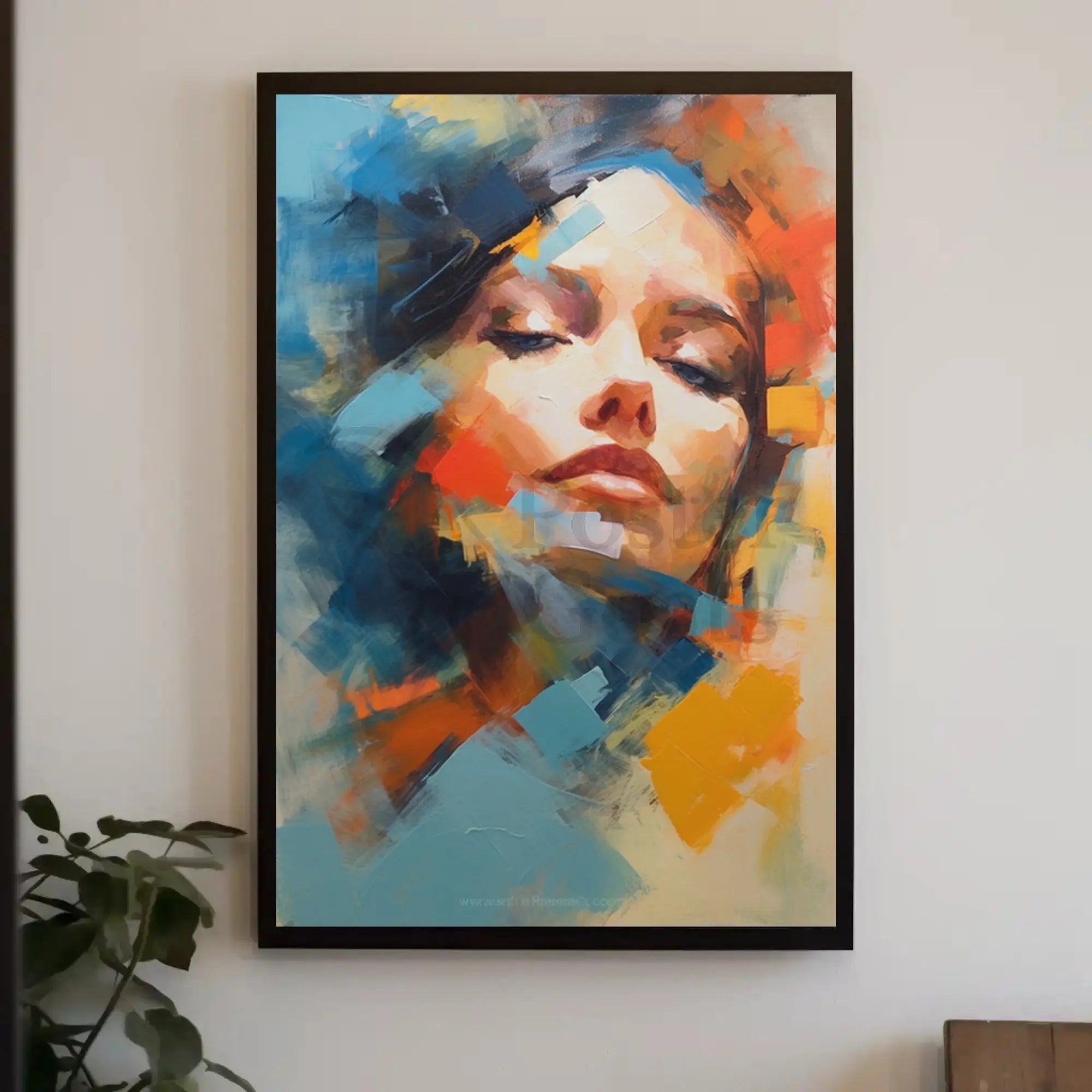 Contemplative Woman's Face Abstract Artistic Poster PosterGoat