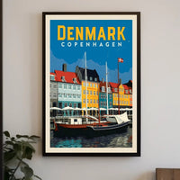 Copenhagen Nyhavn Waterfront Retro Travel Poster PosterGoat