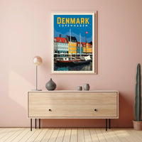 Copenhagen Nyhavn Waterfront Retro Travel Poster PosterGoat