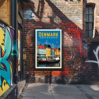Copenhagen Nyhavn Waterfront Retro Travel Poster PosterGoat