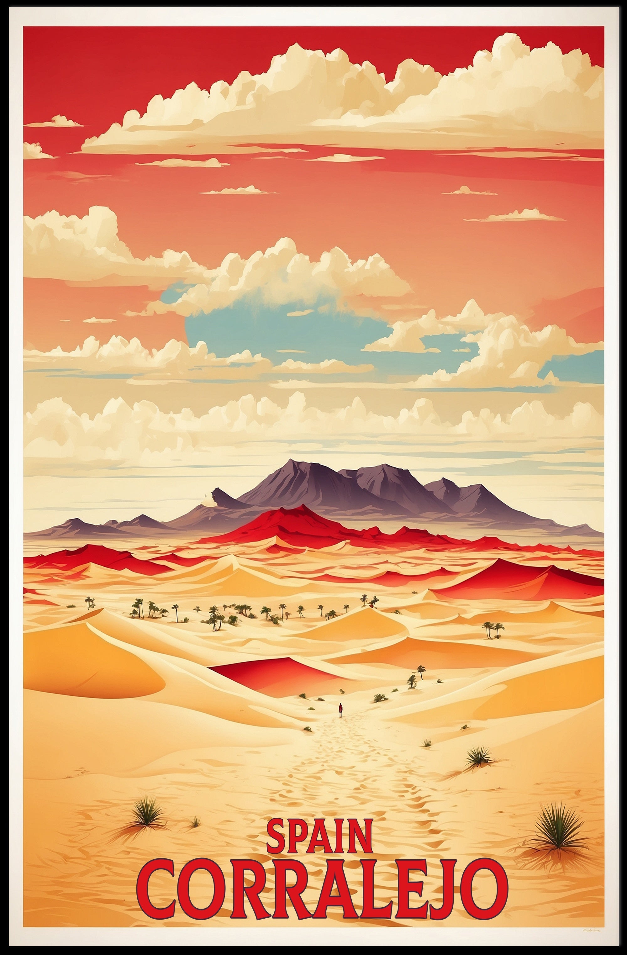 Corralejo Desert Dunes Illustration: Modern Travel Poster PosterGoat