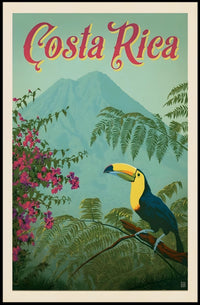 Costa Rica Toucan Vintage Travel Poster PosterGoat