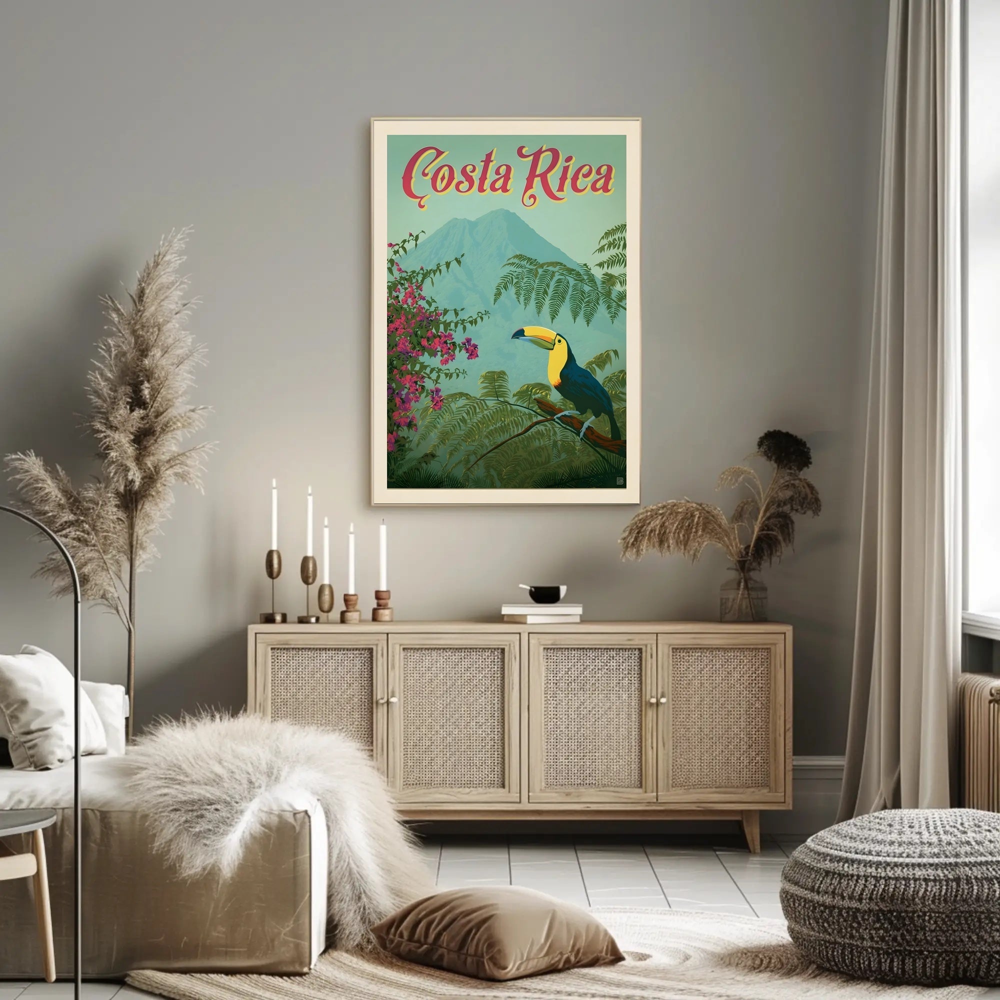 Costa Rica Toucan Vintage Travel Poster PosterGoat