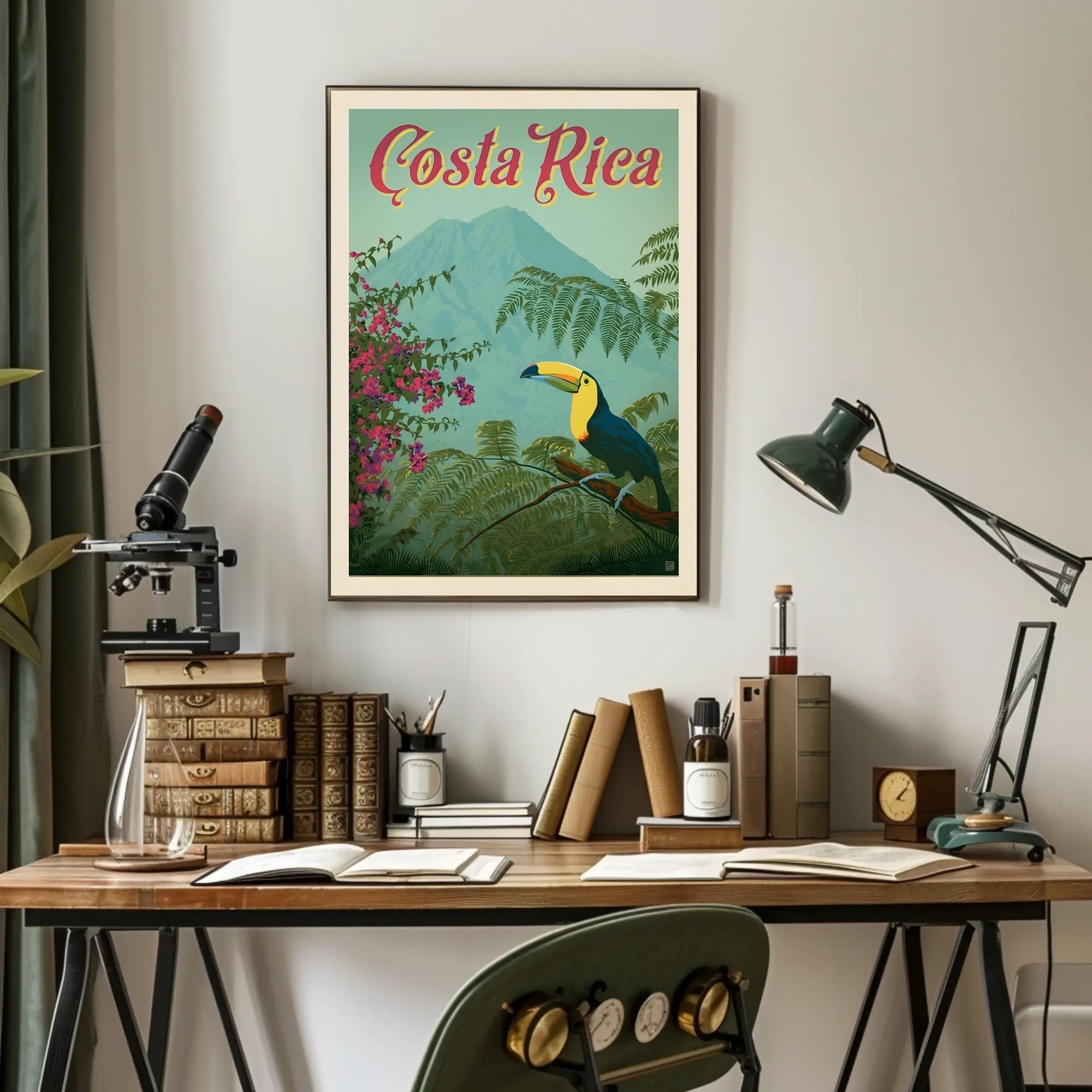 Costa Rica Toucan Vintage Travel Poster PosterGoat