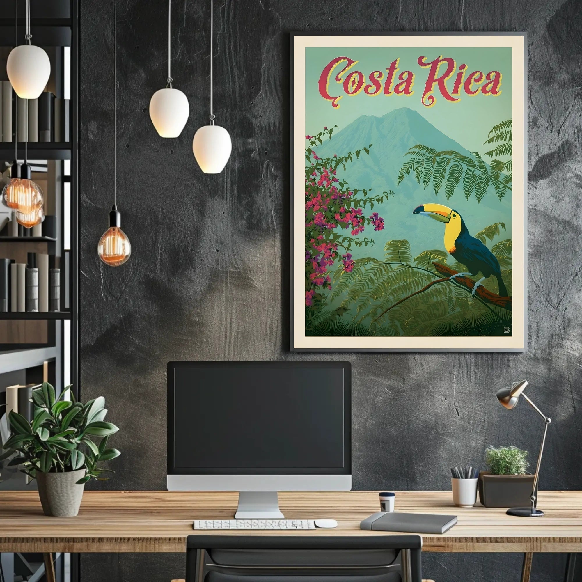 Costa Rica Toucan Vintage Travel Poster PosterGoat