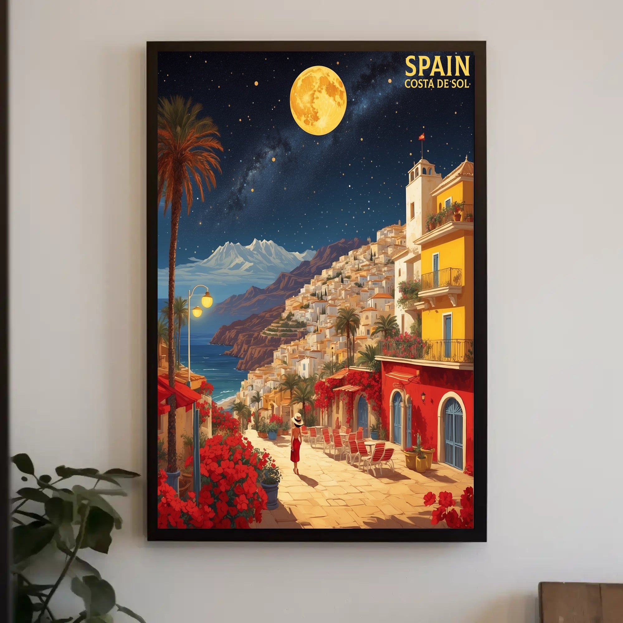 Costa del Sol Night Scene Travel Poster PosterGoat