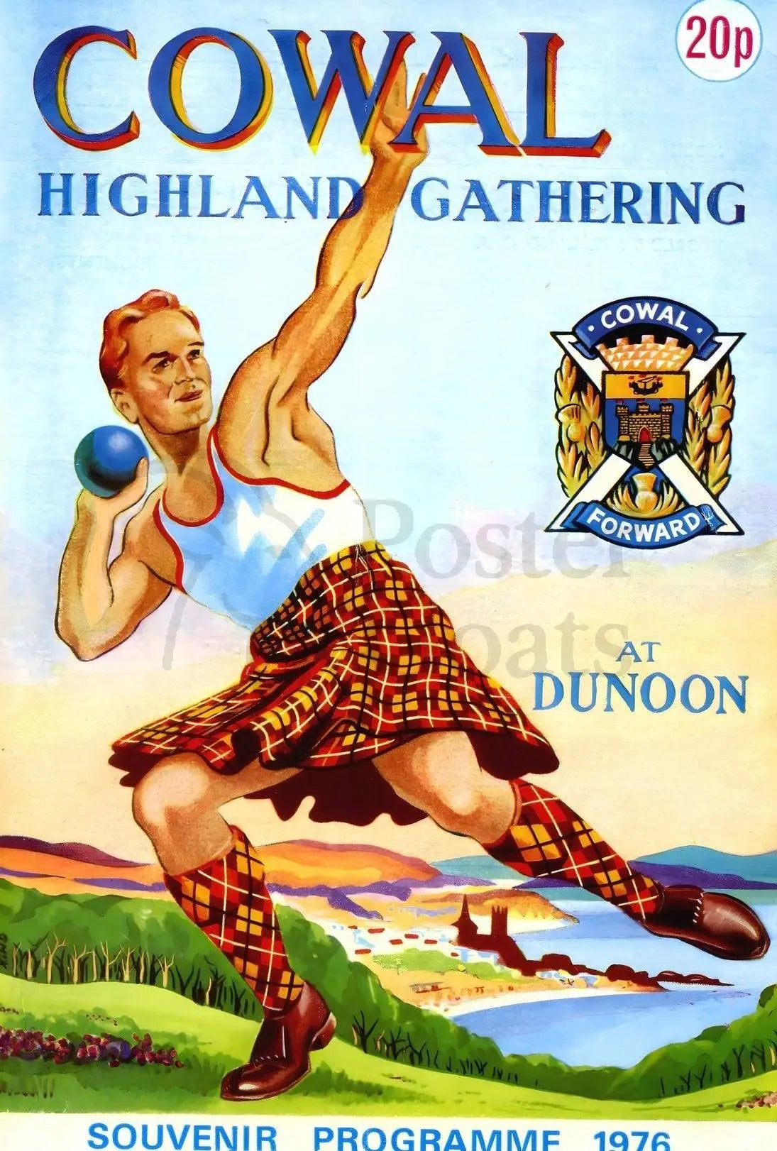 Cowal Highland Gathering 1976 Vintage Scottish Sports Poster PosterGoat