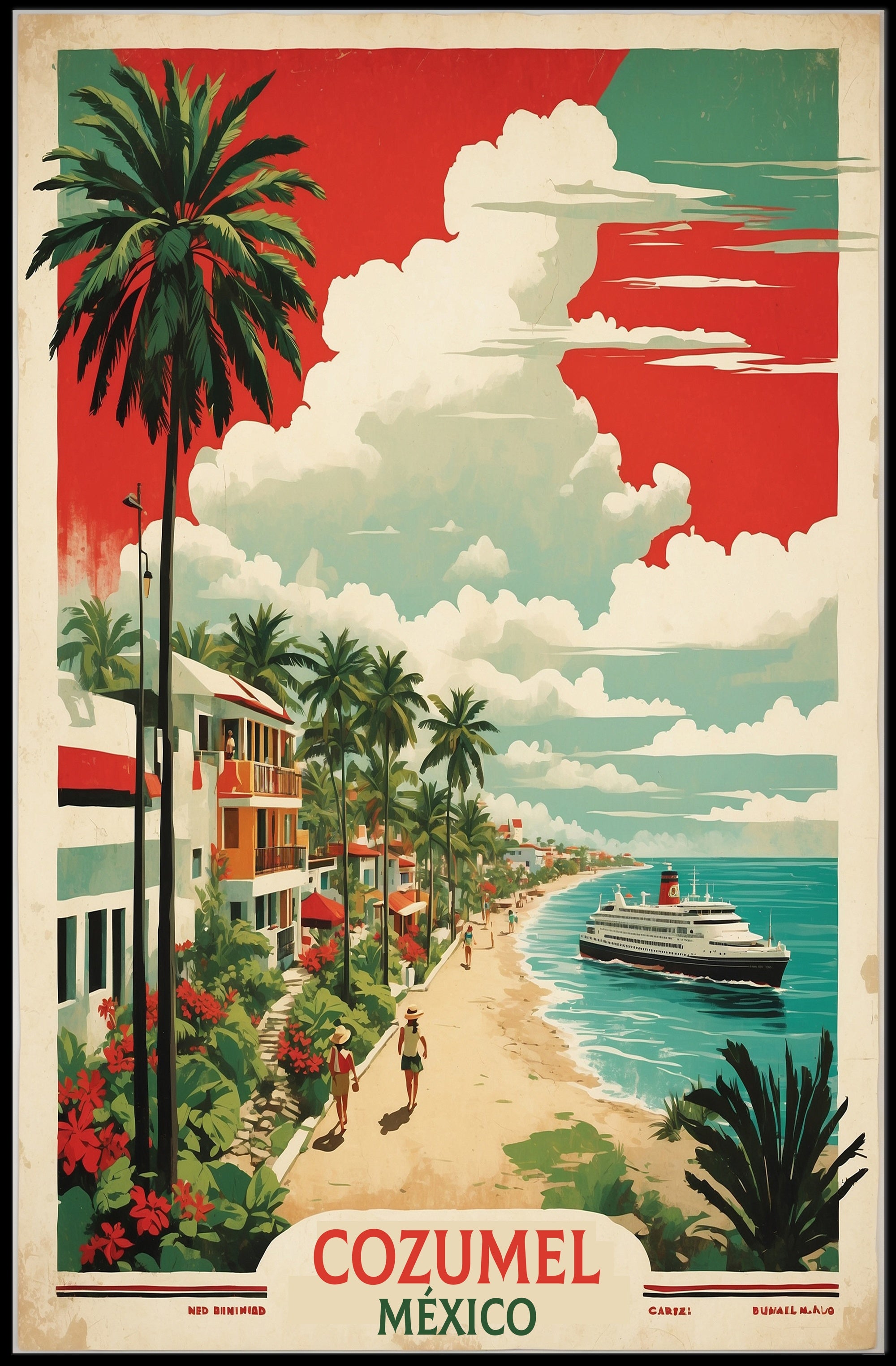 Cozumel Coastal Vintage Travel Poster PosterGoat