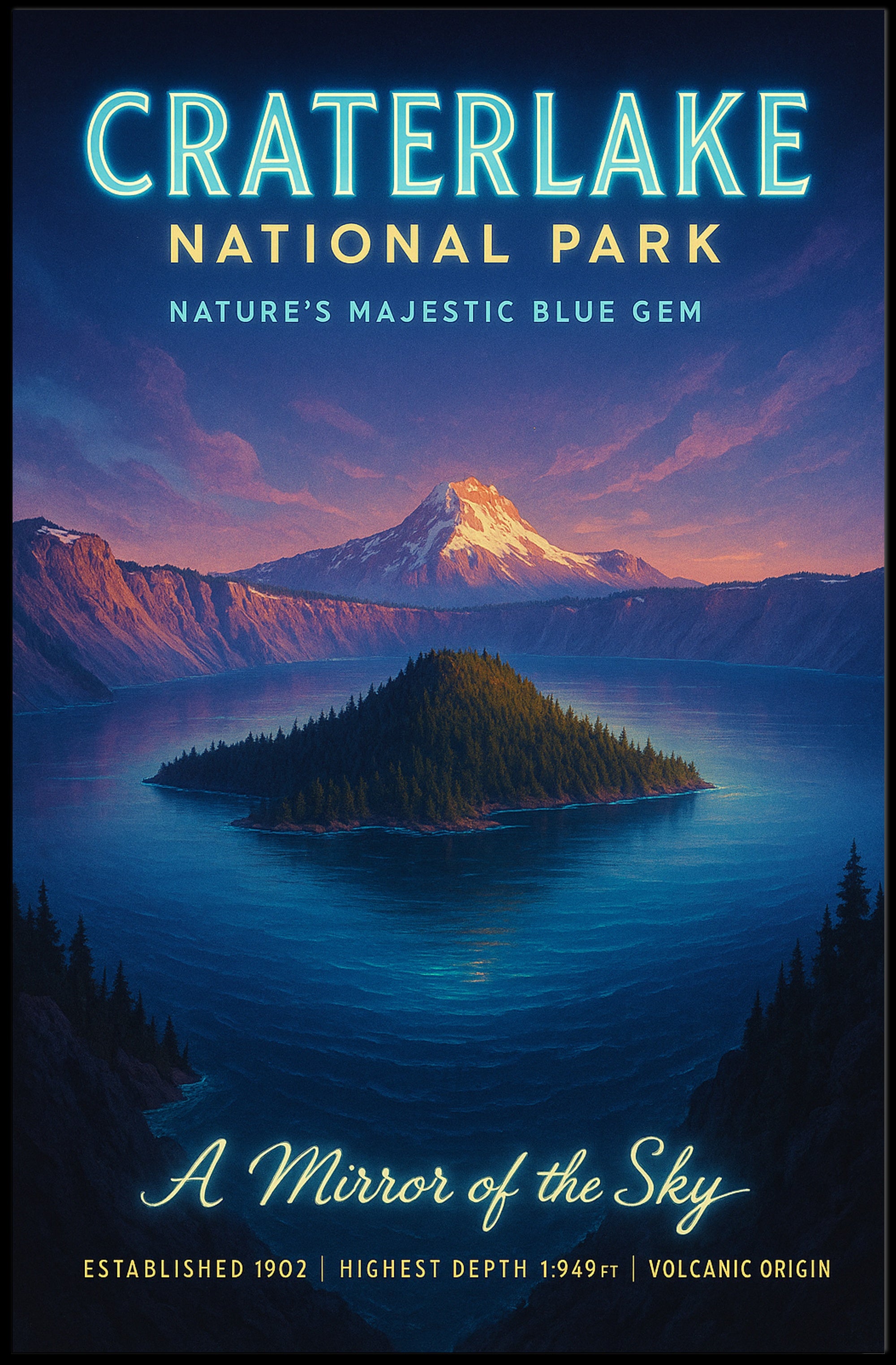 Crater Lake National Park Poster Nature's Blue Gem PosterGoat